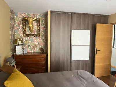 Un ou plusieurs lits dans un hébergement de l'établissement 2 chambres près Contis Plage