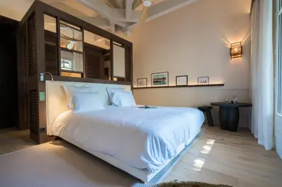 Un ou plusieurs lits dans un hébergement de l'établissement Pyla - Sublime villa - Accès privé au Bassin
