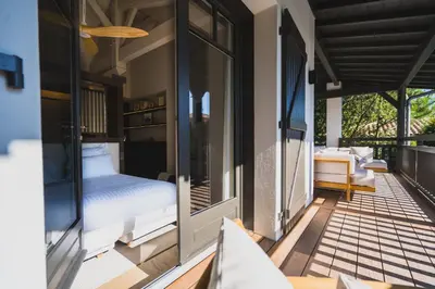 Un ou plusieurs lits dans un hébergement de l'établissement Pyla - Sublime villa - Accès privé au Bassin