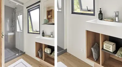 Salle de bains dans l'établissement Camping le Laha