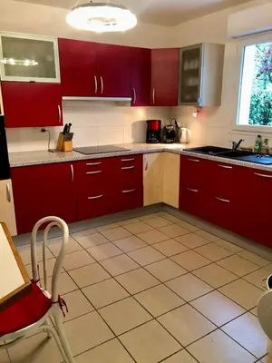 Cuisine ou kitchenette dans l'établissement Maison familiale avec jardin, Biscarrosse lac à pied