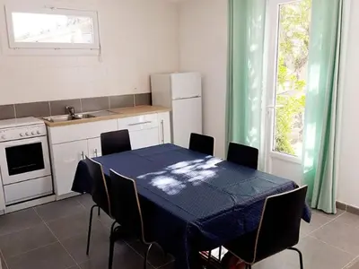 Cuisine ou kitchenette dans l'établissement Gîte confortable avec terrasse à Saint-Julien-en-Born - API-1-52-527