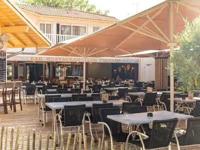 Restaurant ou autre lieu de restauration dans l'établissement Mobil-Home Familial 6 Pers à Messanges - API-1-52-1651