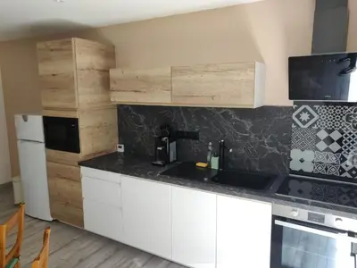 Cuisine ou kitchenette dans l'établissement Appartement proche Dune du Pilat
