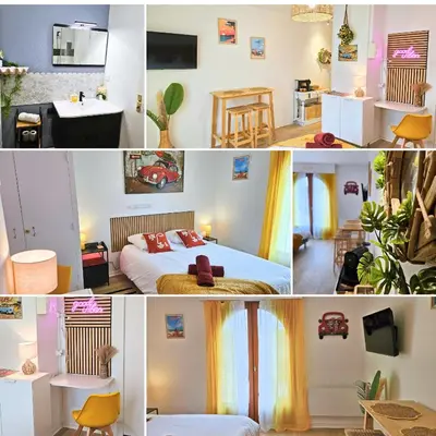 Cuisine ou kitchenette dans l'établissement ''Coccinelle'' WIFI - CENTRE - MODERNE