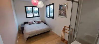 Un ou plusieurs lits dans un hébergement de l'établissement Villa des Pins - 10 pers - 5 chambres - Piscine chauffée - climatisation - plage à 5 min