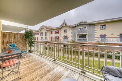 Balcon ou terrasse dans l'établissement Appartement Esprit Bassin - Eco quartier