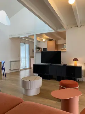 Coin salon dans l'établissement Villa entre plages et centre ville