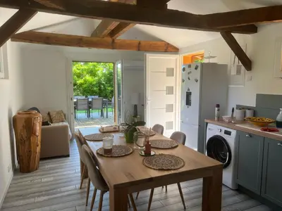 Cuisine ou kitchenette dans l'établissement Airial landais
