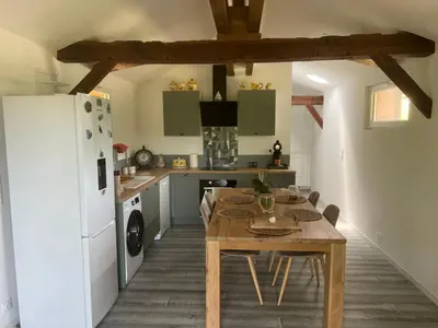 Cuisine ou kitchenette dans l'établissement Airial landais