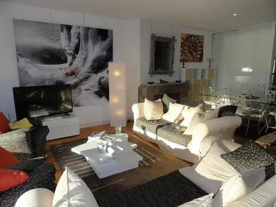 Coin salon dans l'établissement Appartement Pyla Les Cèdres