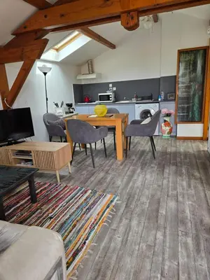 Cuisine ou kitchenette dans l'établissement Chambres Du Petit Bonheur
