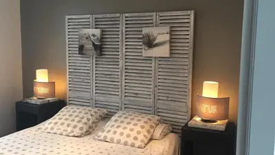 Un ou plusieurs lits dans un hébergement de l'établissement Villa avec Piscine Lac de Sanguinet