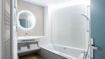 Salle de bains dans l'établissement Résidence Hôtelière les Acanthes