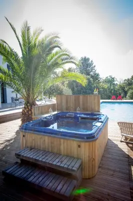 Piscine de l'établissement La Belle Landaise 1809 studio 4 couchages ou située à proximité