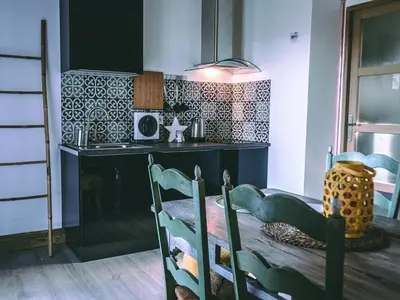 Cuisine ou kitchenette dans l'établissement La Belle Landaise 1809 studio 4 couchages