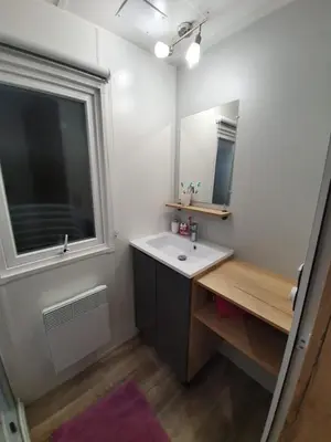 Salle de bains dans l'établissement Mobilhome a Gastes