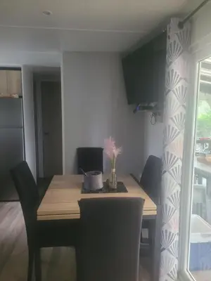 Télévision ou salle de divertissement dans l'établissement Mobilhome a Gastes
