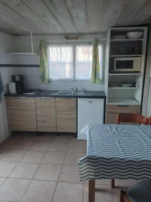 Cuisine ou kitchenette dans l'établissement Les Cigales du Bassin