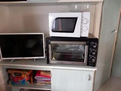Cuisine ou kitchenette dans l'établissement Mobil-Home The Duck