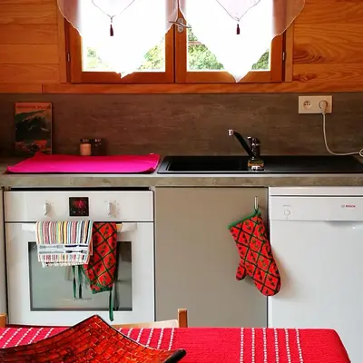 Cuisine ou kitchenette dans l'établissement La canopée
