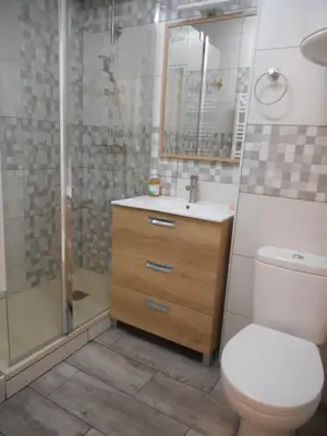 Salle de bains dans l'établissement Appartement vue lateral du lac