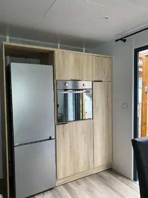 Cuisine ou kitchenette dans l'établissement MH 3CH à l'océan Landais chez Claiclé
