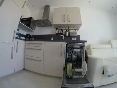 Cuisine ou kitchenette dans l'établissement Studio front de mer Hossegor vue ocean plein sud 2 personnes