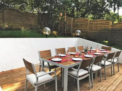 Jardin de l'établissement Villa rénovée Pyla S/Mer: 4 chambres, jardin, terrasse, cuisine d'été, proche Dune du Pilat, parkings - FR-1-420-81