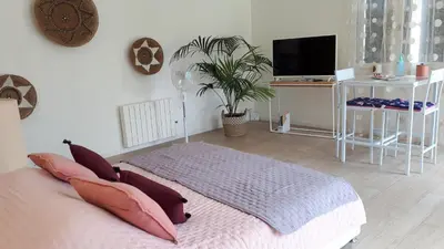 Télévision ou salle de divertissement dans l'établissement Studio indépendant mios bourg