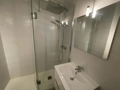 Salle de bains dans l'établissement Appartement climatisé pour 4 avec balcon et parking à Capbreton - FR-1-413-101