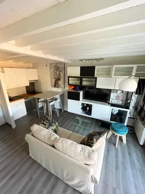 Cuisine ou kitchenette dans l'établissement Réf 263, Seignosse océan, Villa Patio classée 3 étoiles avec Wifi à 150m de la plage, en bordure de forêt avec place de parking et piscine commune