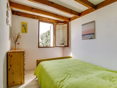 Un ou plusieurs lits dans un hébergement de l'établissement Maison T2 avec Mezzanine à Biscarrosse Plage, Terrasse et Barbecue - FR-1-521-82