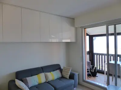 Coin salon dans l'établissement Appartement 4 Personnes Vue Sur L ocean- Residence Les Terrasses De La Dune
