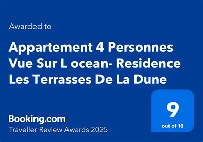 Certificat, récompense, panneau ou autre document affiché dans l'établissement Appartement 4 Personnes Vue Sur L ocean- Residence Les Terrasses De La Dune