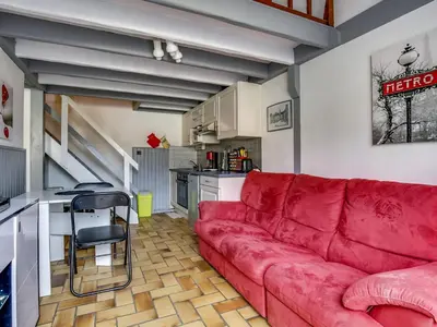 Coin salon dans l'établissement Biscarrosse Plage, maison T3 avec jardin, animaux admis, à 400m de la mer! - FR-1-521-107