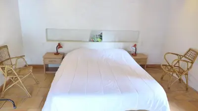 Un ou plusieurs lits dans un hébergement de l'établissement Réf 141 ,Seignosse Les Bourdaines , Villa Bouharde classée 3 étoiles, à 600 m plage, 10 personnes