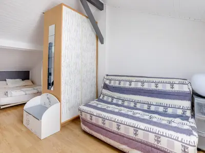 Un ou plusieurs lits dans un hébergement de l'établissement Charmant Studio Mezzanine - Hyper Centre Biscarrosse-Plage, Proche Océan - FR-1-521-114