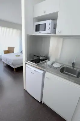 Cuisine ou kitchenette dans l'établissement Hotel Thermes Les Ecureuils-Dax