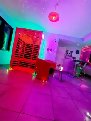 Coin salon dans l'établissement Un Séjour Romantique en couple avec Jacuzzi privé Chromothérapie Jardin Maison privée