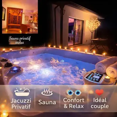 Un Séjour Romantique en couple avec Jacuzzi privé Chromothérapie Jardin Maison privée