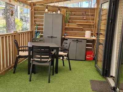 Cuisine ou kitchenette dans l'établissement Les Dunes de Contis