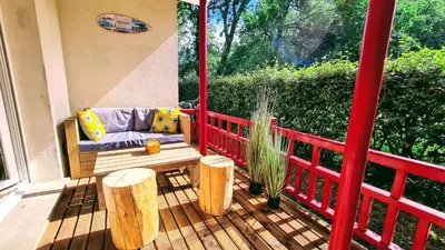 Balcon ou terrasse dans l'établissement Résidence du Haurat