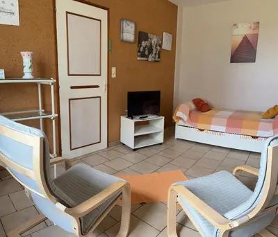 Télévision ou salle de divertissement dans l'établissement Château du Rau - Dépendance - Gîte n°12