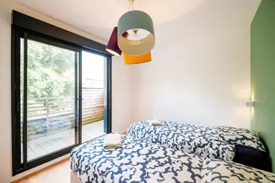 Un ou plusieurs lits dans un hébergement de l'établissement Villa 3 chambres Contis-plage à 900m de l océan