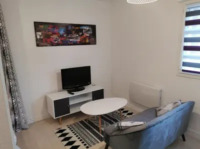 Télévision ou salle de divertissement dans l'établissement Studio calme avec parking