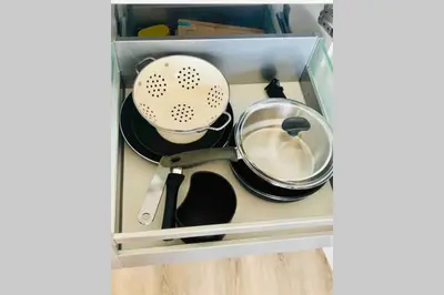 Cuisine ou kitchenette dans l'établissement L escapade