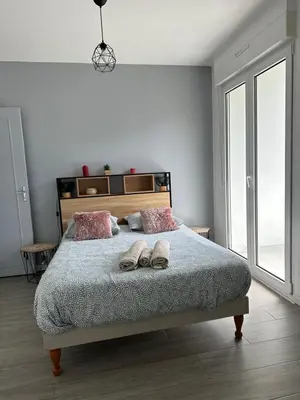 Un ou plusieurs lits dans un hébergement de l'établissement Labenne Ocean - joli appt avec terrasse -T2 300m plage