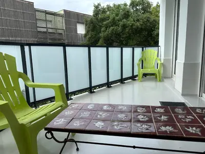 Balcon ou terrasse dans l'établissement Labenne Ocean - joli appt avec terrasse -T2 300m plage