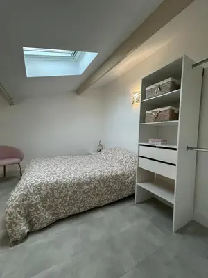 Un ou plusieurs lits dans un hébergement de l'établissement Appartement cosy avec vue océan à Mimizan 6 personnes